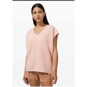 Lululemon Capped Short Sleeve Tee Women's 14 Pink Mist Yoga Gym Athlete
